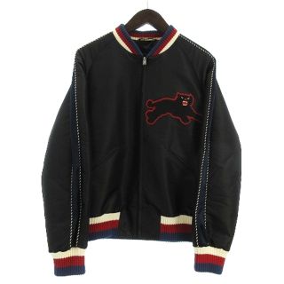 グッチ(Gucci)のグッチ パンサーエンブロイダリー スカジャン シルク 451117 黒 紺 46(スカジャン)