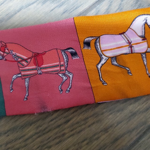 エルメス　HERMES ツイリー　馬着　ローズ　ピンク系　ブルー　馬　馬蹄　新品