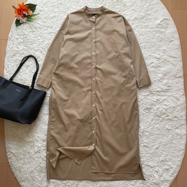 美品】N.O.R.C バンドカラーロングシャツワンピース ドロップ ... 【新品】n.o.r.c 白 バンドカラーシャツ ロングシャツ