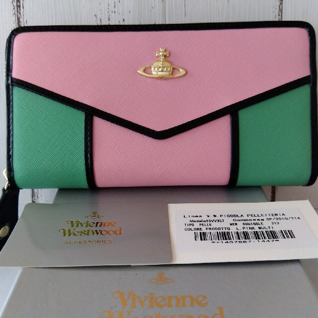 Vivienne Westwood - Vivienne Westwood 長財布 ピンク×グリーンの通販 
