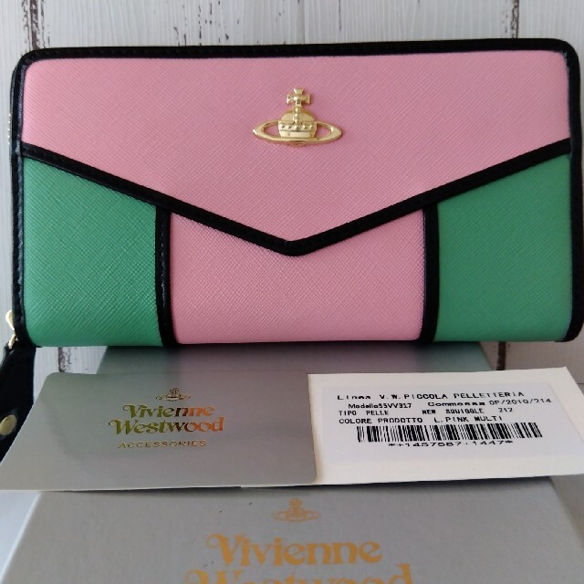 Vivienne Westwood 長財布 ピンク×グリーン 人気激安 noxcapital.de