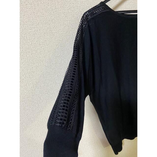 Theory luxe 21ss 袖レース七分袖ニット ブラック