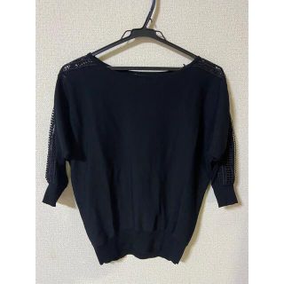 Theory luxe 21ss 袖レース七分袖ニット ブラック