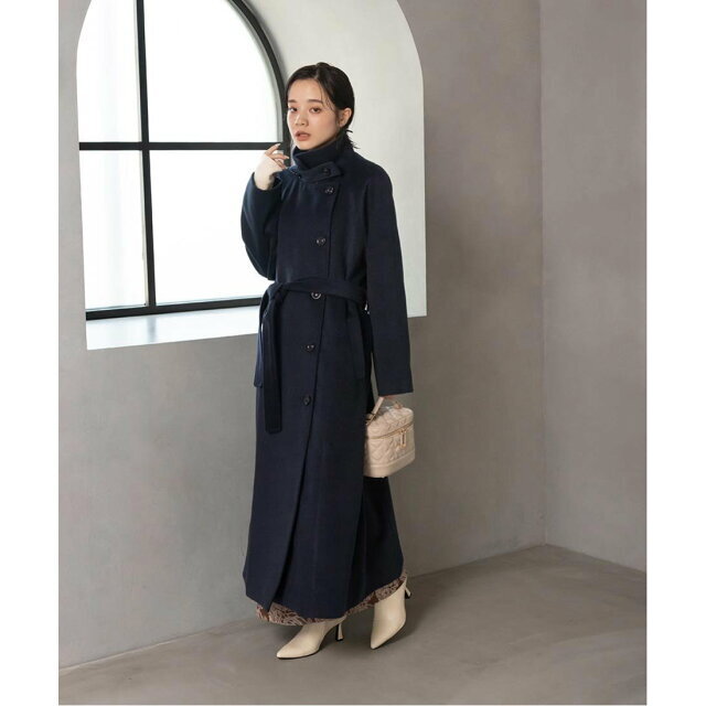 NAVY】2WAYカラーラグランスリーブロングコート - その他