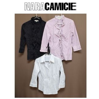 ナラカミーチェ(NARACAMICIE)の美品♥️ NARACAMICIE  フリル 定番 ブラウス 三点セット  M(シャツ/ブラウス(長袖/七分))