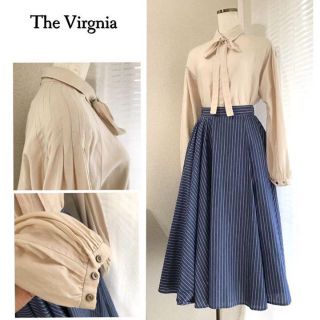 ザヴァージニア(The Virgnia)の小技たっぷり♪　長袖リボンシャツ　フリーサイズ　ピンクベージュ(シャツ/ブラウス(長袖/七分))