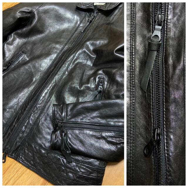 美品 ナノユニバース オイルドレザー シングルライダース 定価40150円 M