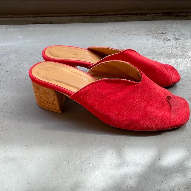 SENSE OF PLACE ミュール　赤　オープントゥ レディースの靴/シューズ(ミュール)の商品写真