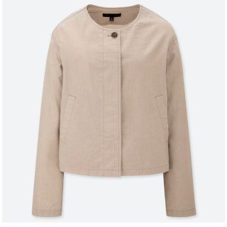 ユニクロ(UNIQLO)のユニクロ　リネンブレンドノーカラージャケット(ノーカラージャケット)