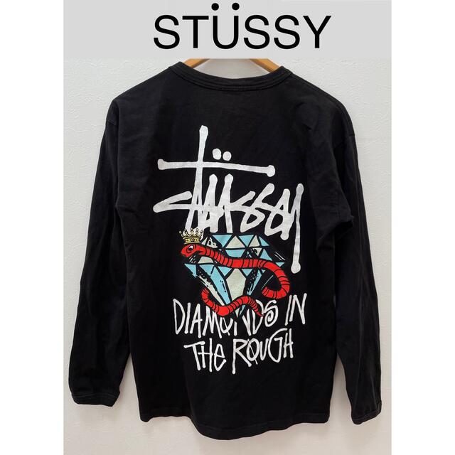 STUSSYステューシー　ロンT　ダイヤモンド　ヘビ　USA製　ブラック