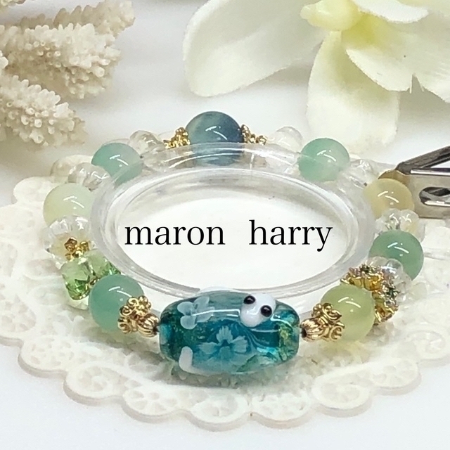 はなかっぱ様♡白蛇玉ブレスレット•*¨*•.¸¸♬の通販 by MARON HARRY's