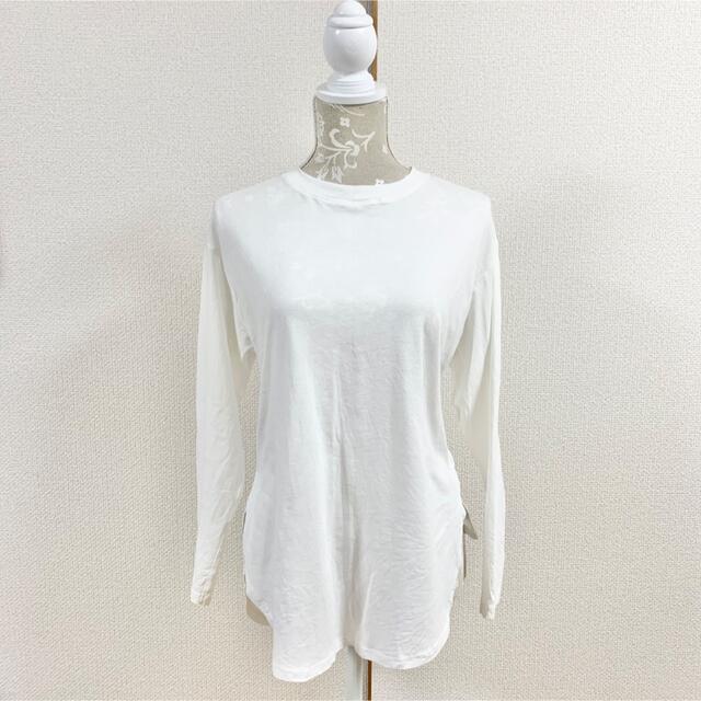 GU(ジーユー)のGU ロングスリーブT(長袖) ホワイト Sサイズ レディースのトップス(Tシャツ(長袖/七分))の商品写真