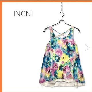 イング(INGNI)のINGNI イング　花柄　タンクトップ　水彩　チュニック　裏地付き　クロス(タンクトップ)