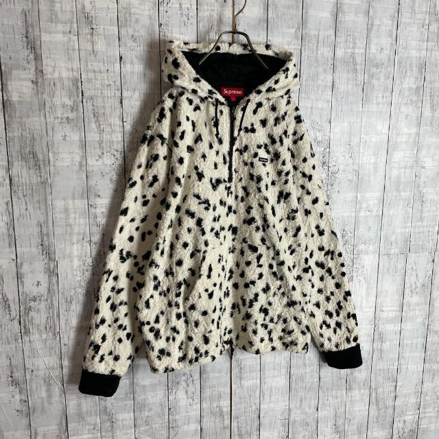ダルメシアン柄☆Lサイズ☆レーヨン混】シュプリームハーフジップ