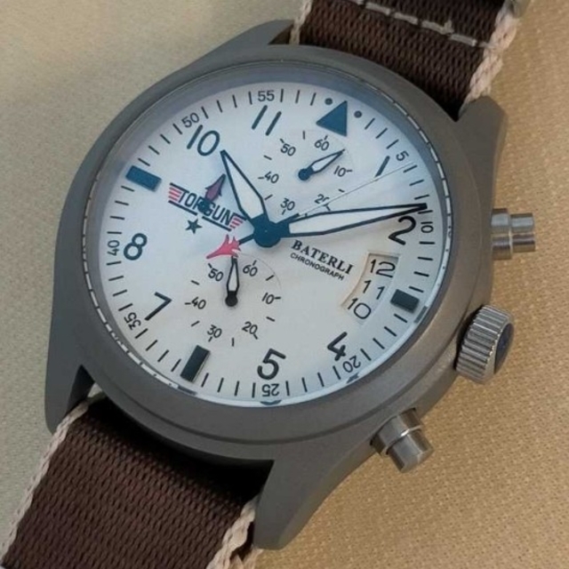 vkクロノ搭載!!新品】トップガン仕様 SEIKO製ムーブ 高硬度クリスタル