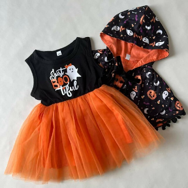 新商品✨  ハロウィン フードつき ワンピースセット キッズ/ベビー/マタニティのキッズ服女の子用(90cm~)(ワンピース)の商品写真