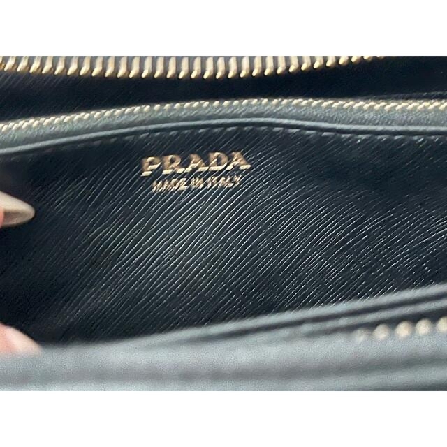 PRADA 】長財布 サフィアーノ リボン L字ラウンドファスナー ブラック