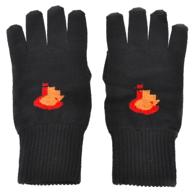 RAF SIMONS ラフシモンズ knitted gloves with placed jacquard ジャガードデザインニットグローブ 手袋 ブラックM備考