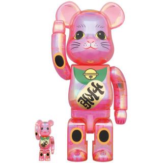 メディコムトイ(MEDICOM TOY)のBE@RBRICK 招き猫 桃色透明メッキ 100％ & 400％(その他)