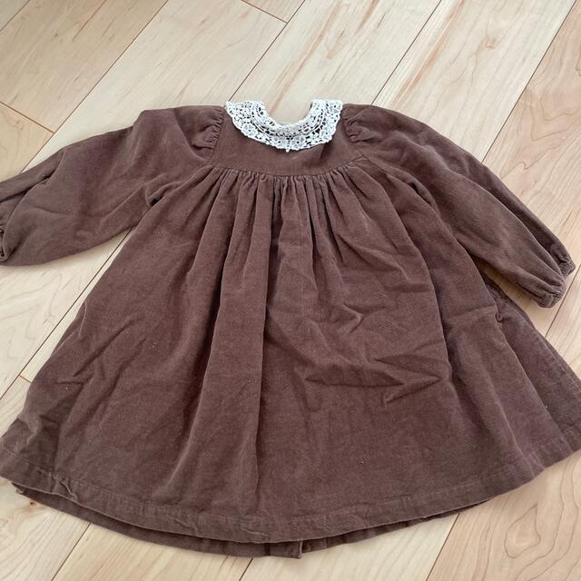 little cotto clothes ベロアワンピース　2-3y キッズ/ベビー/マタニティのキッズ服女の子用(90cm~)(ワンピース)の商品写真