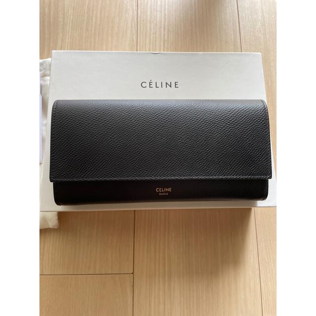 美品　セリーヌ　CELINE 長財布　黒　ラージフラップウォレット