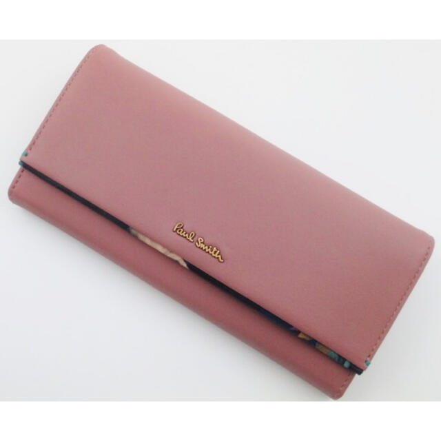 贈り物に☆新品/箱付 ポールスミス 花柄デザインかぶせ 長財布 ピンク系
