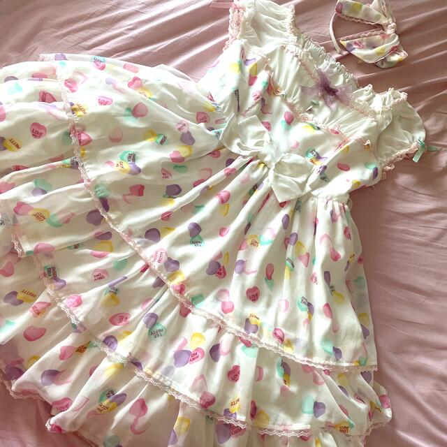 超可爱の Angelic Pretty - sugar heartsワンピース+リボン
