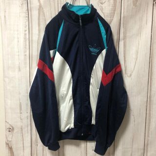 adidas  推定Ｌサイズ 白タグ 90sトラックジャケット ビックロゴ