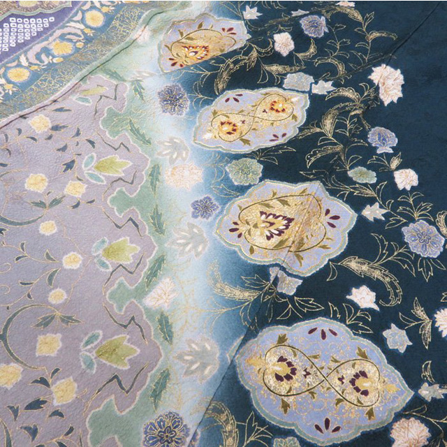 花模様 絞り 地模様 金駒刺繍 着物 訪問着 A764-11 M 花模様 絞り 地模様 金駒刺繍 着物 訪問着 A764-11 M
