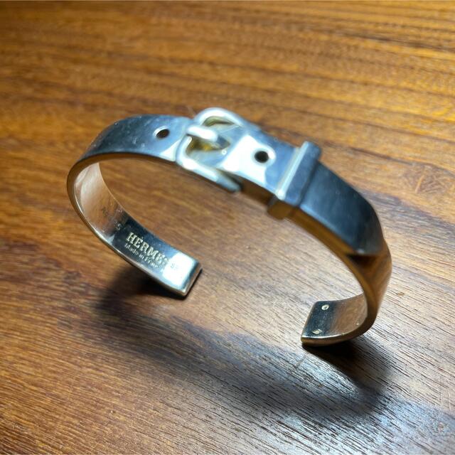 超人気新品 HERMÈS ブックルセリエ シルバーカフブレスレット SH