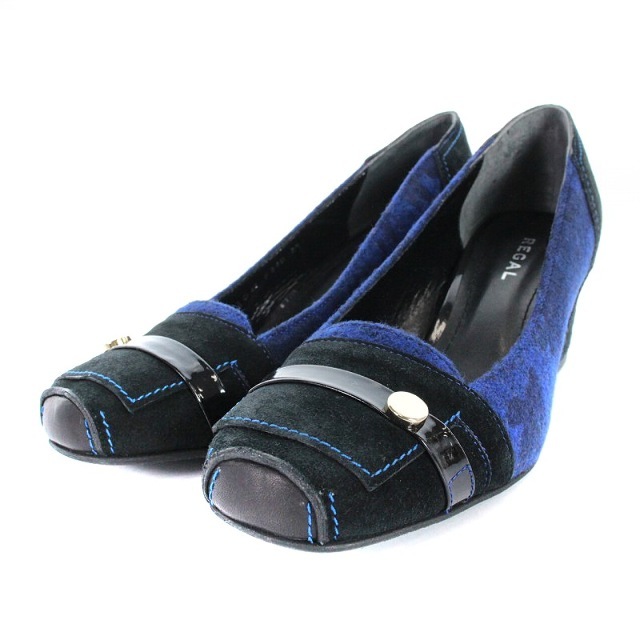 REGAL(リーガル)のリーガル REGAL パンプス 24cm 青 黒 レディースの靴/シューズ(ハイヒール/パンプス)の商品写真
