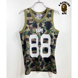 アベイシングエイプ(A BATHING APE)の美品 A BATHING APE エイプ カモ 迷彩 メッシュ タンクトップ(タンクトップ)