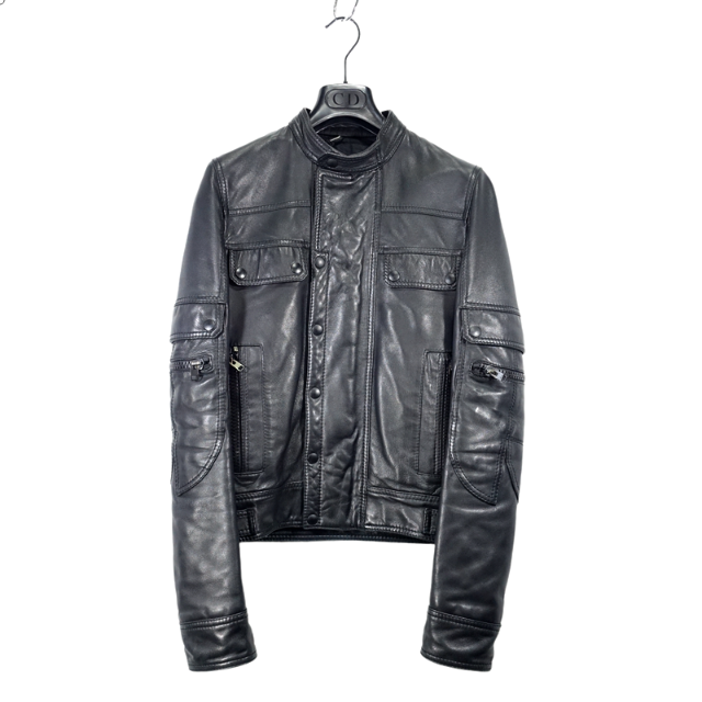 DIOR HOMME 07aw Leather Biker Jacket チープ www.toyotec.com