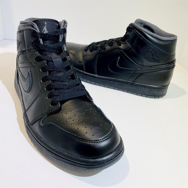 NIKE(ナイキ)のNIKE★AIRJORDAN1/エアジョーダン1★ブラックレザー/黒黒★27.5 メンズの靴/シューズ(スニーカー)の商品写真