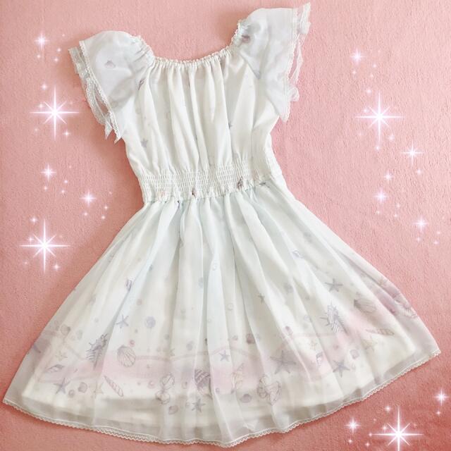 ☆Secret Honeyシークレットハニー☆シェル柄シフォンワンピース☆ブルー 6