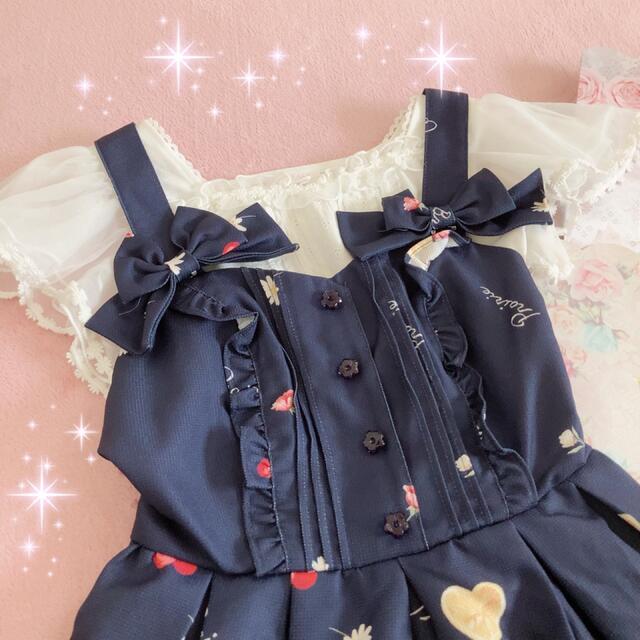 ワンピース ☆LIZLISA☆リボン付きフルーツウォーター柄ジャンスカ