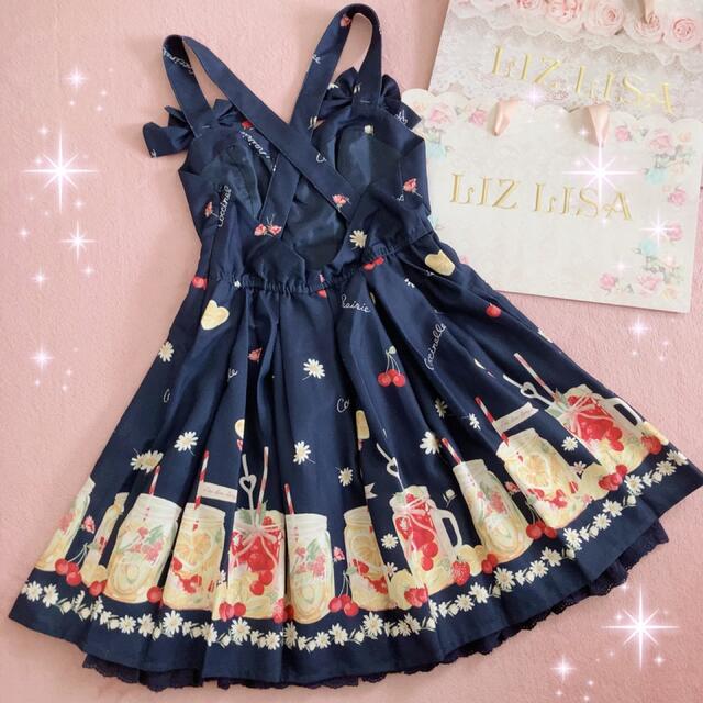 ☆LIZLISA☆リボン付きフルーツウォーター柄ジャンスカワンピース新品