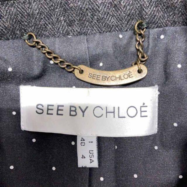 SEE BY CHLOE(シーバイクロエ)のSee by Chloe ショート ジャケット ウール ダークグレー レディースのジャケット/アウター(テーラードジャケット)の商品写真