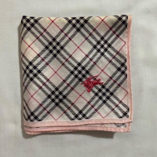 バーバリー(BURBERRY)のバーバリー　ハンカチ　中古品　ピンク　クロスチェック　#2232(ハンカチ)