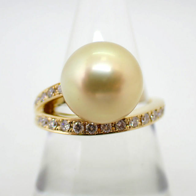 最適な材料 白蝶真珠/ゴールデンパール K18 ダイヤモンド 12号[g860-5