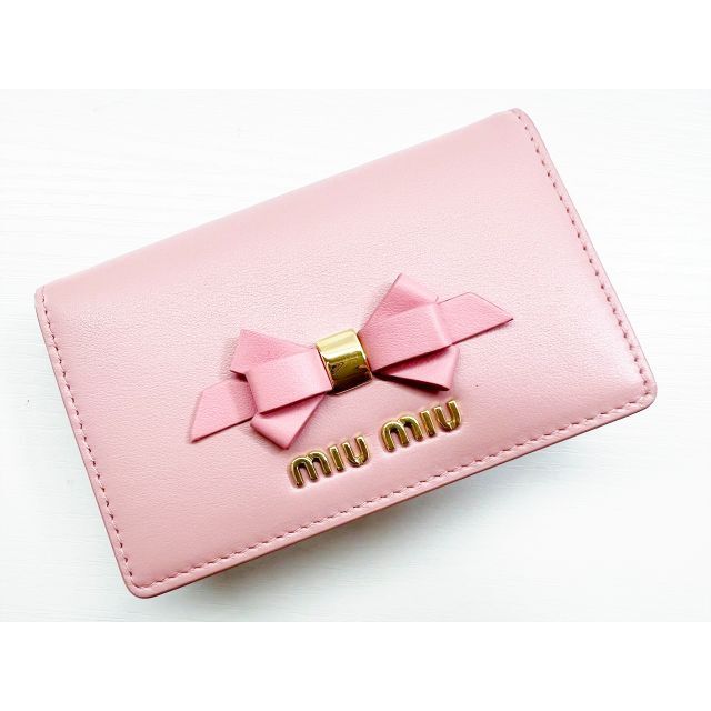 未使用 美品 MIUMIU ミュウミュウ リボン カードケース 名刺入れ ピンク
