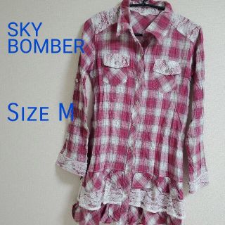 1/21削除 SKYBOMBER レース チェック  シャツワンピース 002(ワンピース)