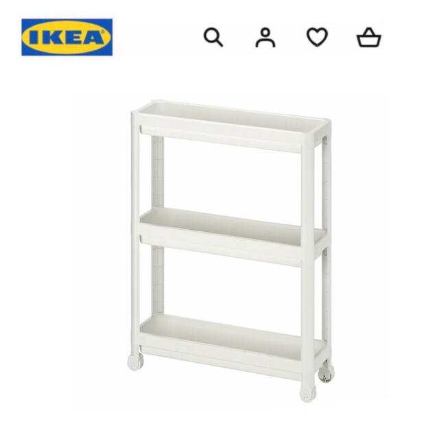 IKEA(イケア)のIKEA イケア　ヴェスケン　ワゴン　ホワイト　54x18x71 cm インテリア/住まい/日用品の収納家具(棚/ラック/タンス)の商品写真