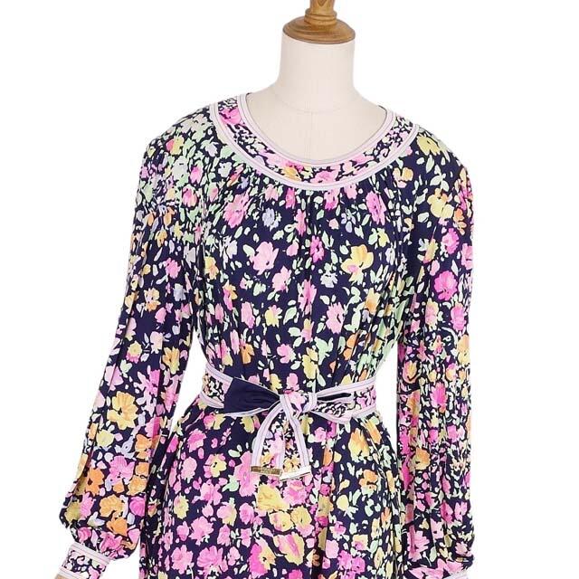 レオナール ワンピース ドレス シルク ジャージー 花柄 総柄 13AB3 レオナール ワンピース ドレス シルク ジャージー 花柄 総柄 13AB3