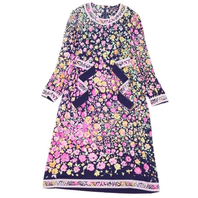 レオナール ワンピース ドレス シルク ジャージー 花柄 総柄 13AB3 レオナール ワンピース ドレス シルク ジャージー 花柄 総柄 13AB3