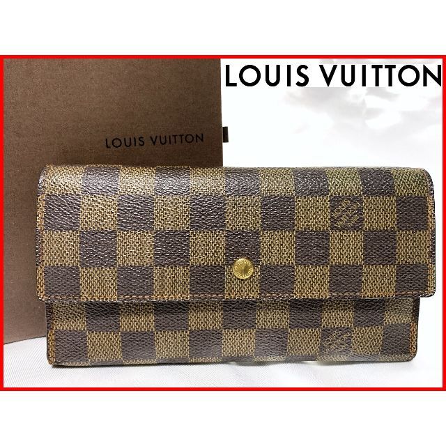 LOUIS VUITTON(ルイヴィトン)のルイヴィトン ダミエ 三つ折り 長財布 ウォレット 箱付 9.12 レディースのファッション小物(財布)の商品写真