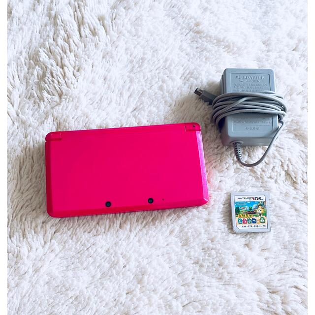 任天堂【美品】任天堂3DS グロスピンク　本体&とびだせどうぶつの森ソフト　セット