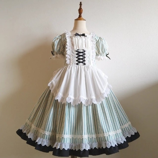 ストライプのアリスワンピース130㎝ キッズ/ベビー/マタニティのキッズ服女の子用(90cm~)(ワンピース)の商品写真