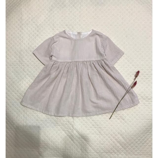 sale【ヨークワンピース90size】コットンスラブ　アイボリー キッズ/ベビー/マタニティのキッズ服女の子用(90cm~)(ワンピース)の商品写真