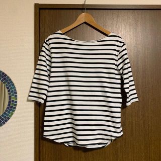 エボニーアイボリー(Ebonyivory)のボーダー七分袖コットンTシャツ(Tシャツ(長袖/七分))